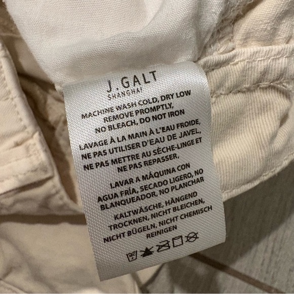 John Galt Brandy Melville Hi-Rise Wide Leg Cargo Denim Pants Off White - Picture 12 of 13